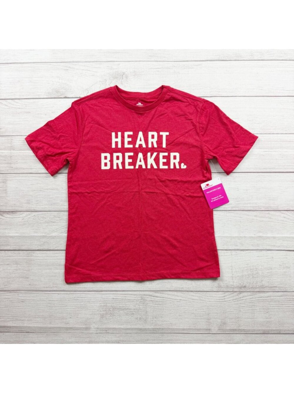 Way to Celebrate Valentines Day Heart Breaker Graphic T-Shirt Red NWT L 10-12 - Picture 1 of 3